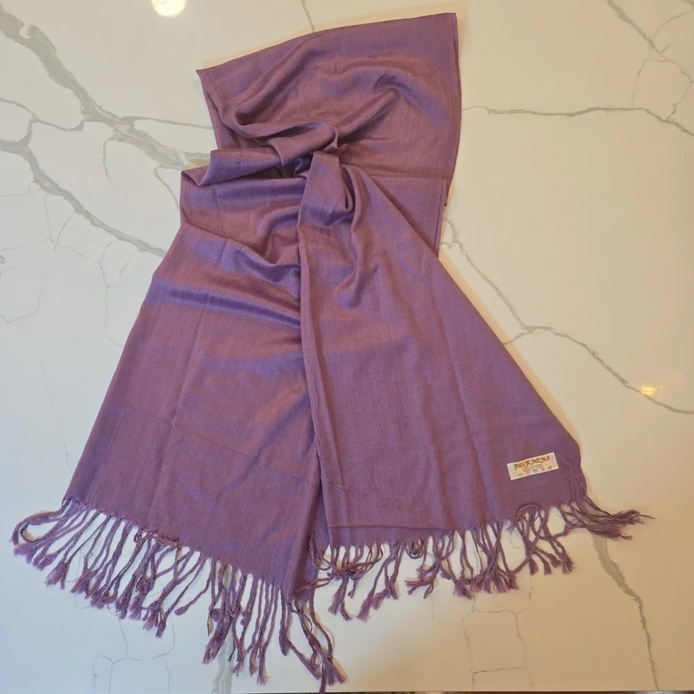 Pashmina Fringe Scarf Shawl Purple Womens